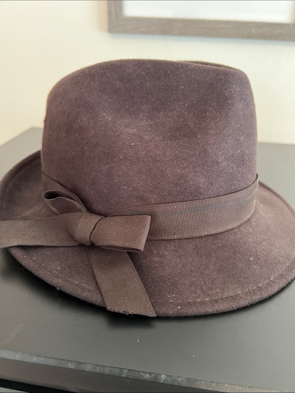 Scala Brown Wool Felt Fedora with Ribbon Bow